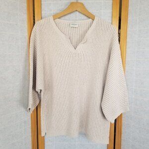 Wrap London Women's Beige Cotton Linen blend Sweater Size 12 Soft Minimalist